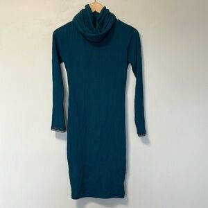 Daniela Corte Teal Long Sleeve Cowl Neck Bodycon Dress